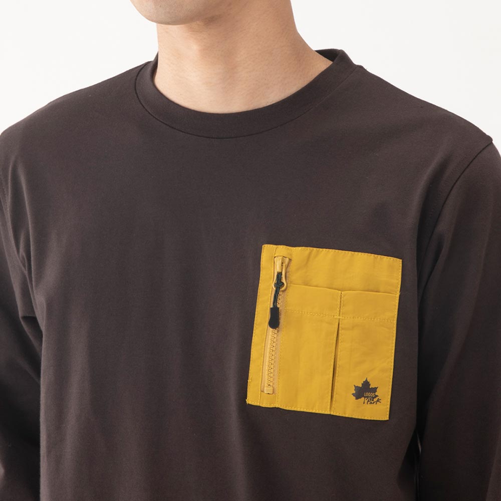 LOGOS Park ファスナーポケット付きTシャツ 吸汗速乾 綿タッチ