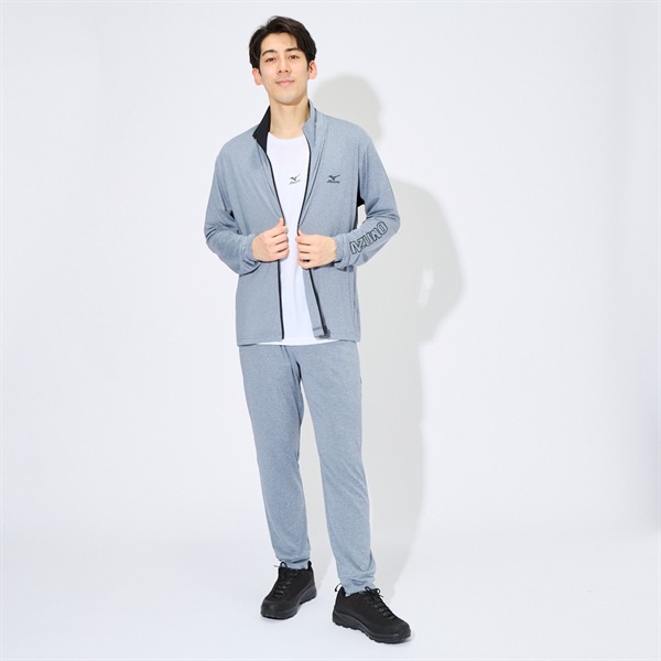 STONE  グレー 長袖ジャージ mizuno(ミズノ) メランジジャージ長袖ジャケット メンズ