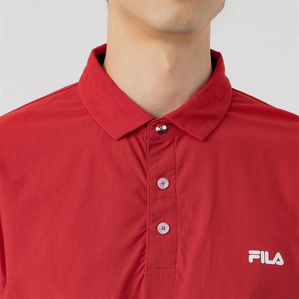 【新品】赤ラテンウェア FILA(フィラ) 半袖トップス FILAポロシャツ 吸汗速乾 UVケア メンズ