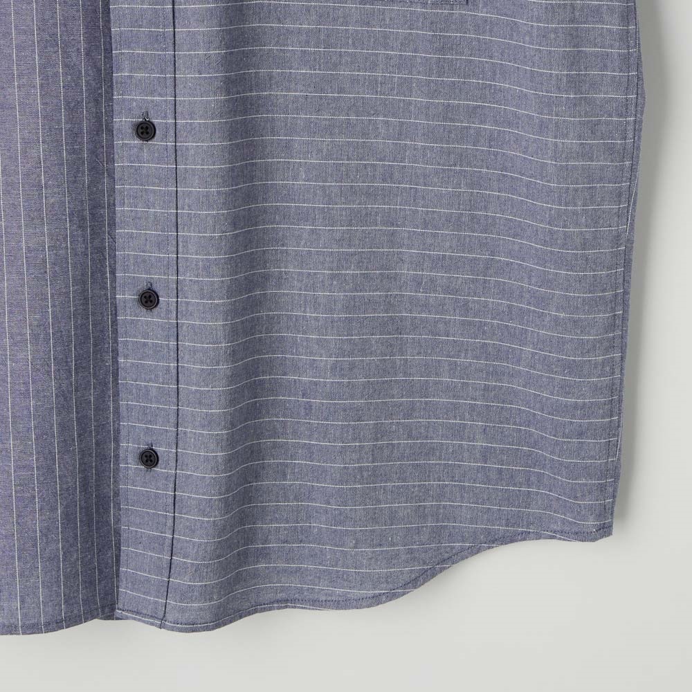 シャンブレーストライプ 切替え半袖シャツ メンズ Labo Spec