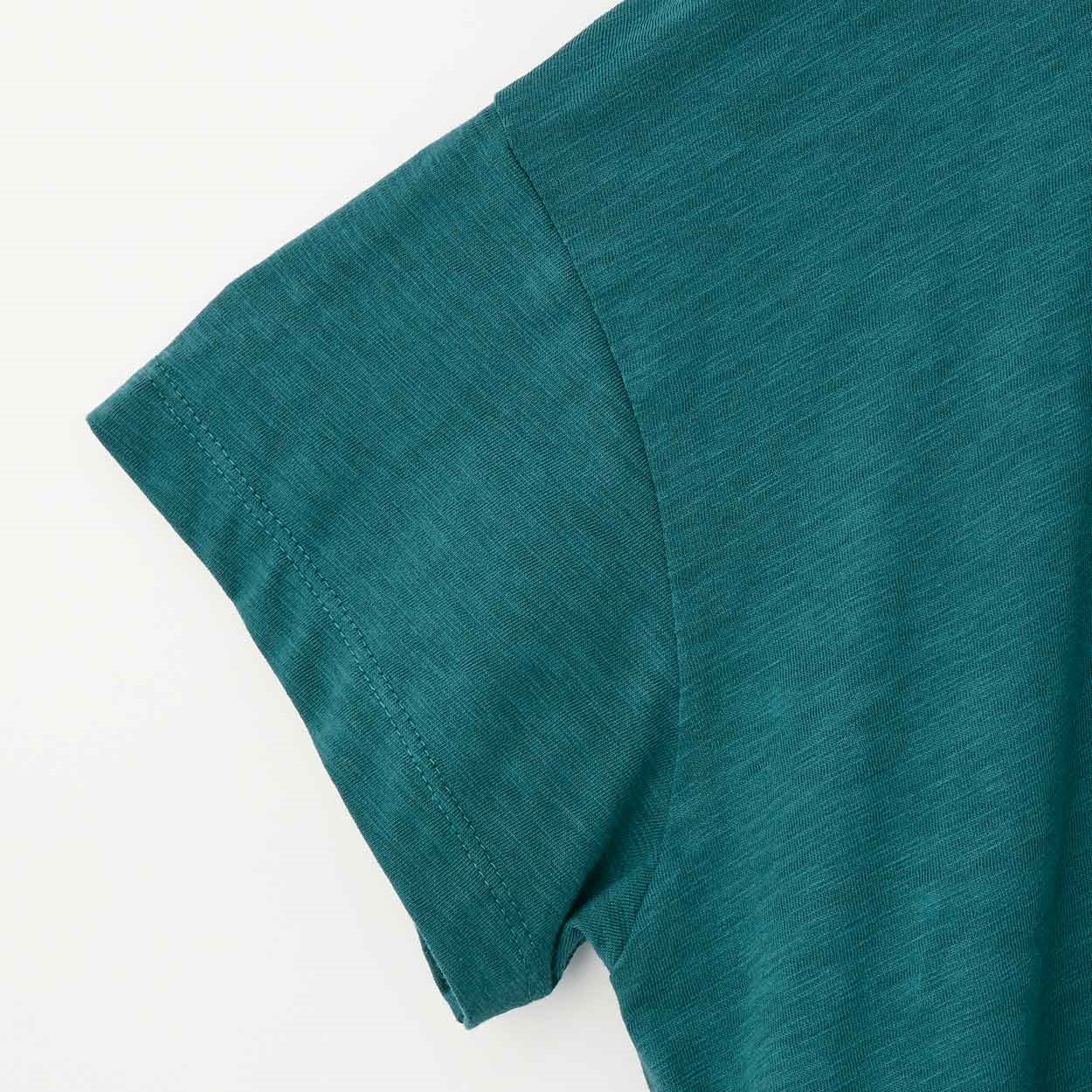 良品　トップサン　ラッキー　(裏面　青・緑) レディス スラブ天竺 布帛切替えTシャツ Labo Spec(ラボスペック