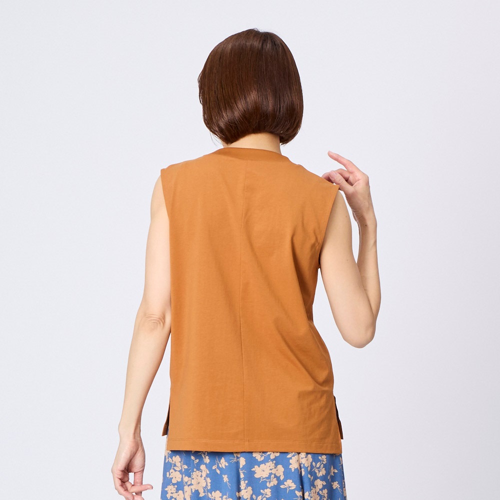 大人のモックネックノースリーブシャツ レディス JEUNEMAMAN 