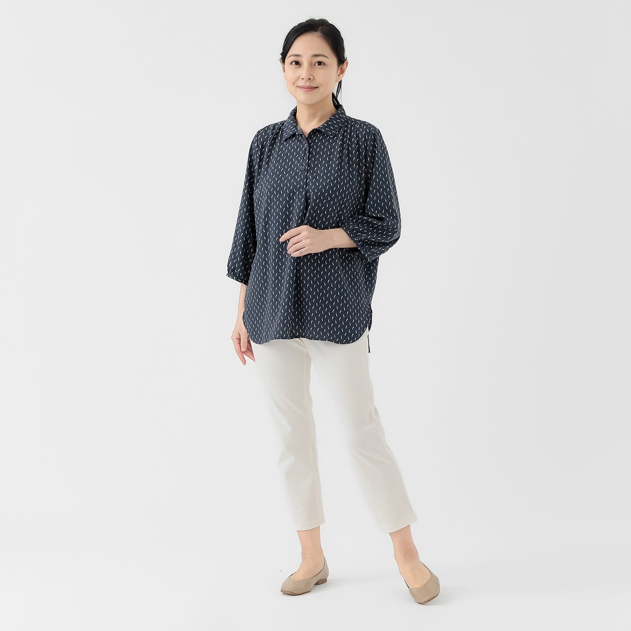 ひんやりスキッパー衿7分袖ブラウス レディス JEUNE MAMAN