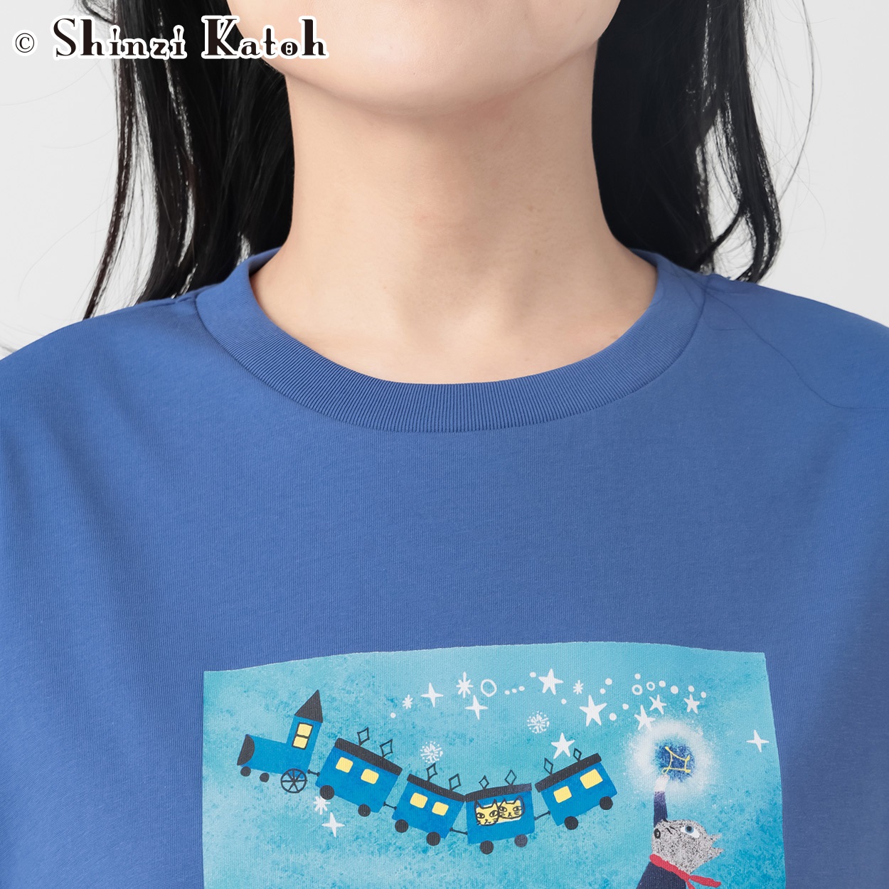 シンジ・カトウ 銀河鉄道の夜プリントTシャツ レディス JEUNE MAMAN