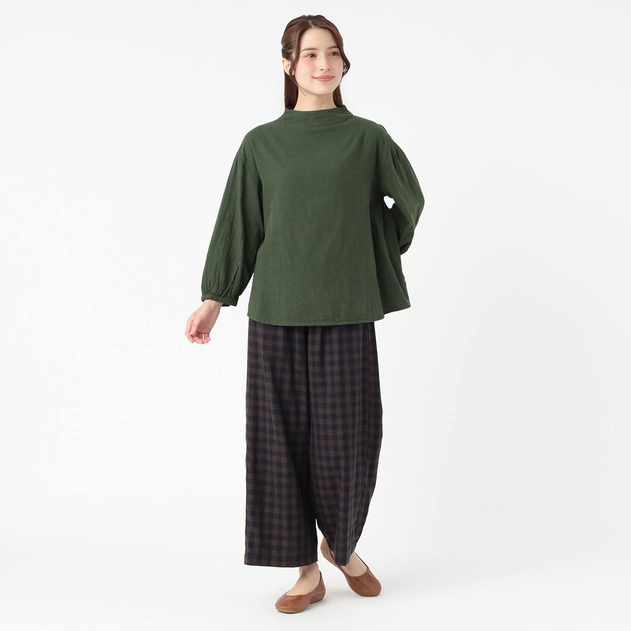 オーガニック綿糸 ボトルネックブラウス レディス SELF+SERVICE(セルフ