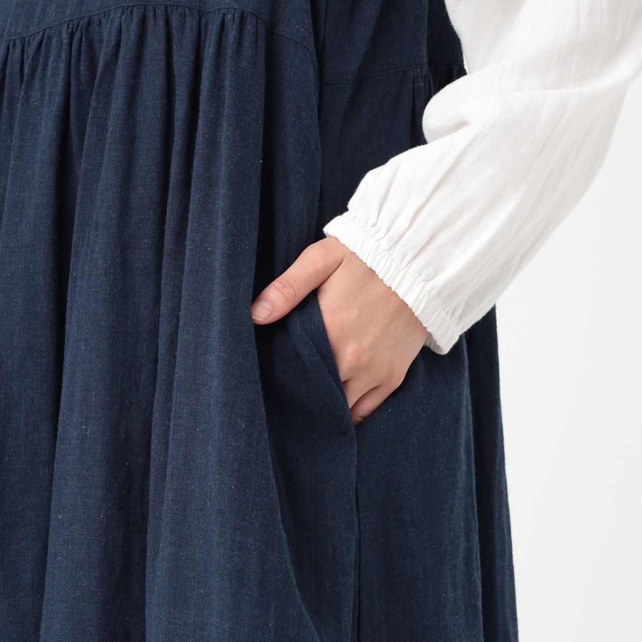 オーガニック綿糸 ギャザーキャミワンピース レディス SELF+