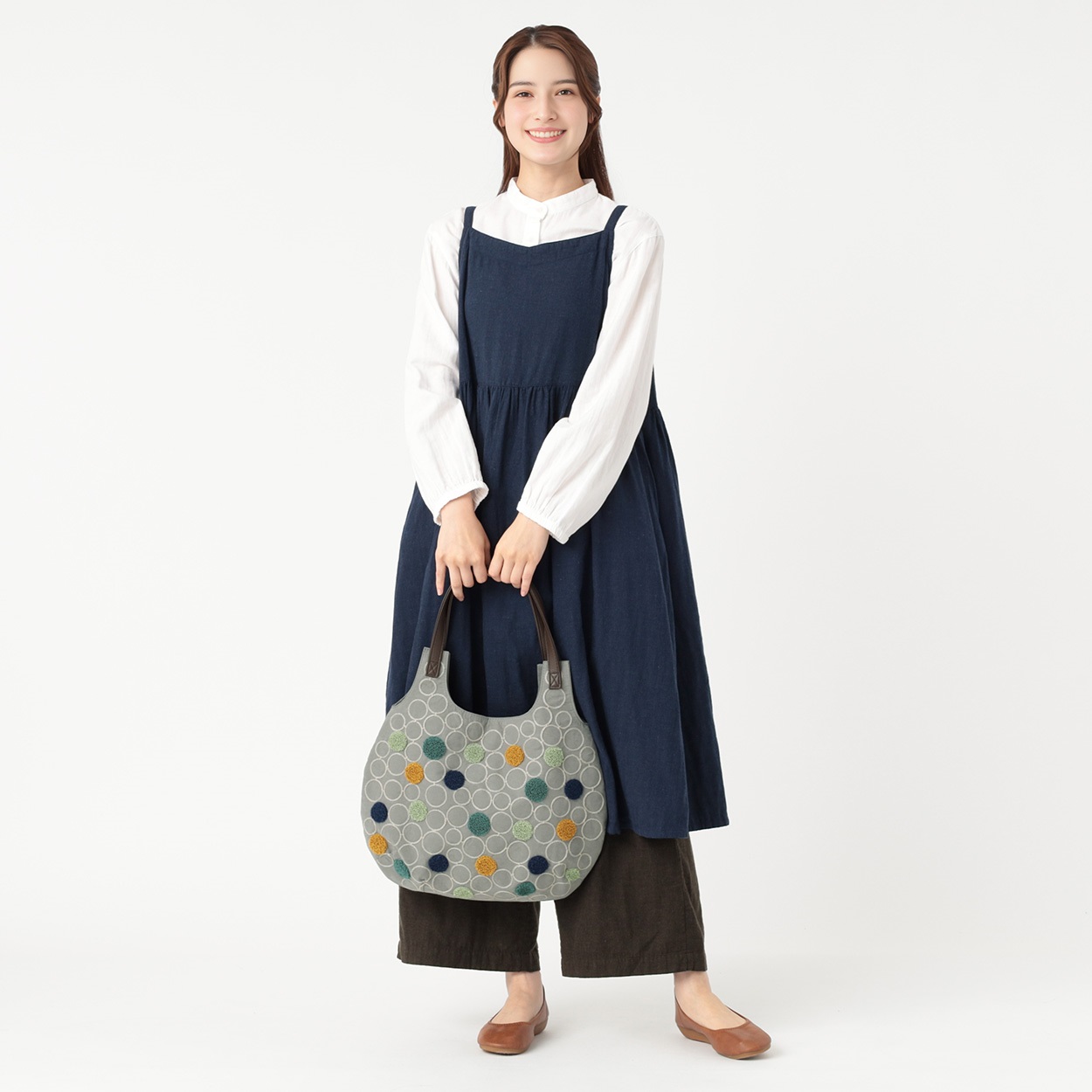 丸刺繍ピーチスキントートバック レディス SELF+SERVICE(セルフ