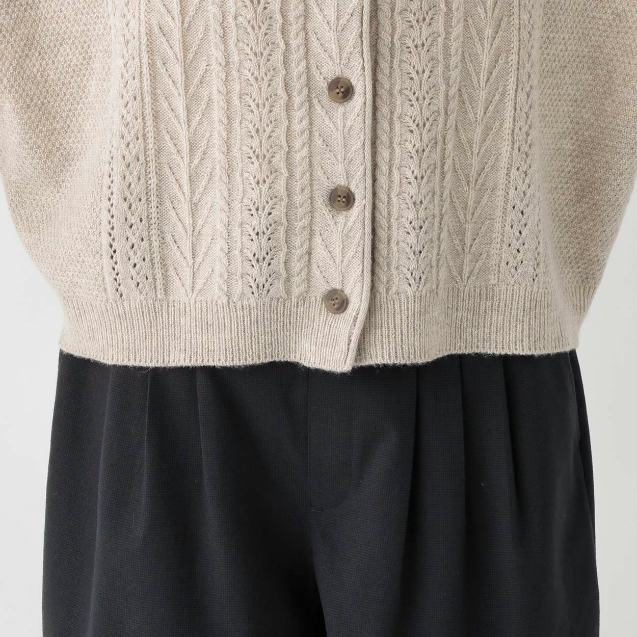 Reflect 日本製フォーマル⭐︎ブラウス追加で4点セット⭐︎ネイビー EXPAND ラムウール混透かし柄2wayベスト レディス SELF+SERVICE