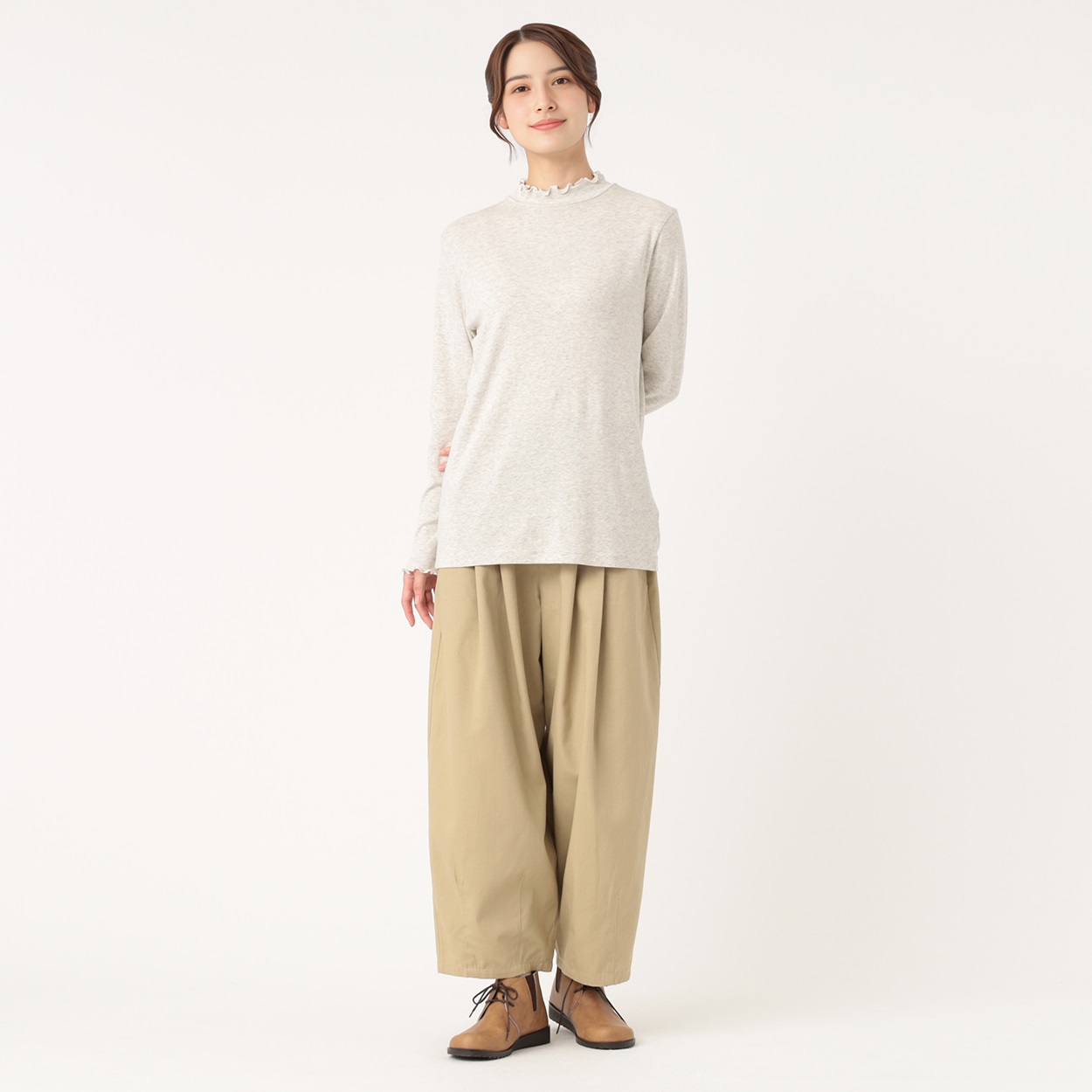 オーガニック綿糸 メローハイネックTシャツ レディス SELF+SERVICE 