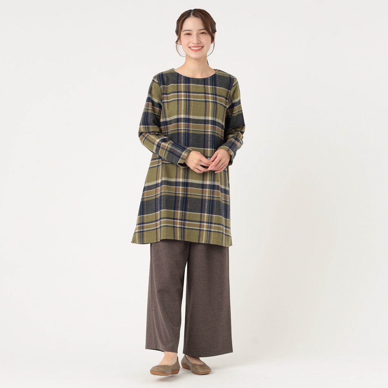 太番起毛チェックチュニック リサイクルポリエステル入 レディス SELF+