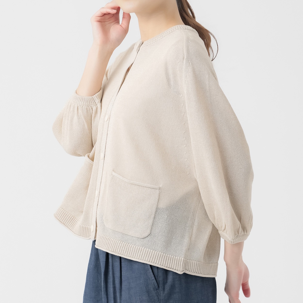 ポケ付きドルマンカーディガン 再生ポリエステル入 レディス SELF+