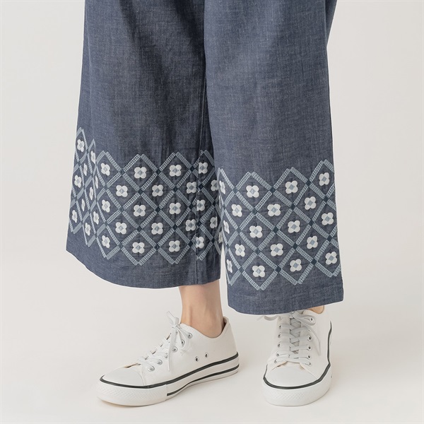 kippis裾刺繍パンツ オーガニック綿入 レディス SELF+SERVICE(セルフ＋