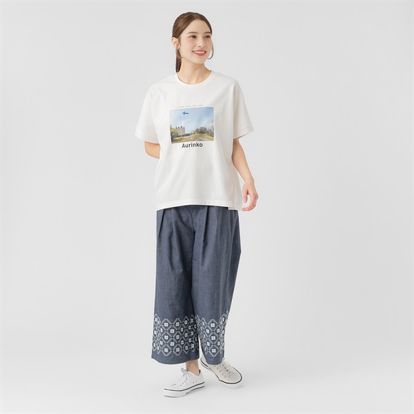 kippis裾刺繍パンツ オーガニック綿入 レディス SELF+SERVICE(セルフ＋