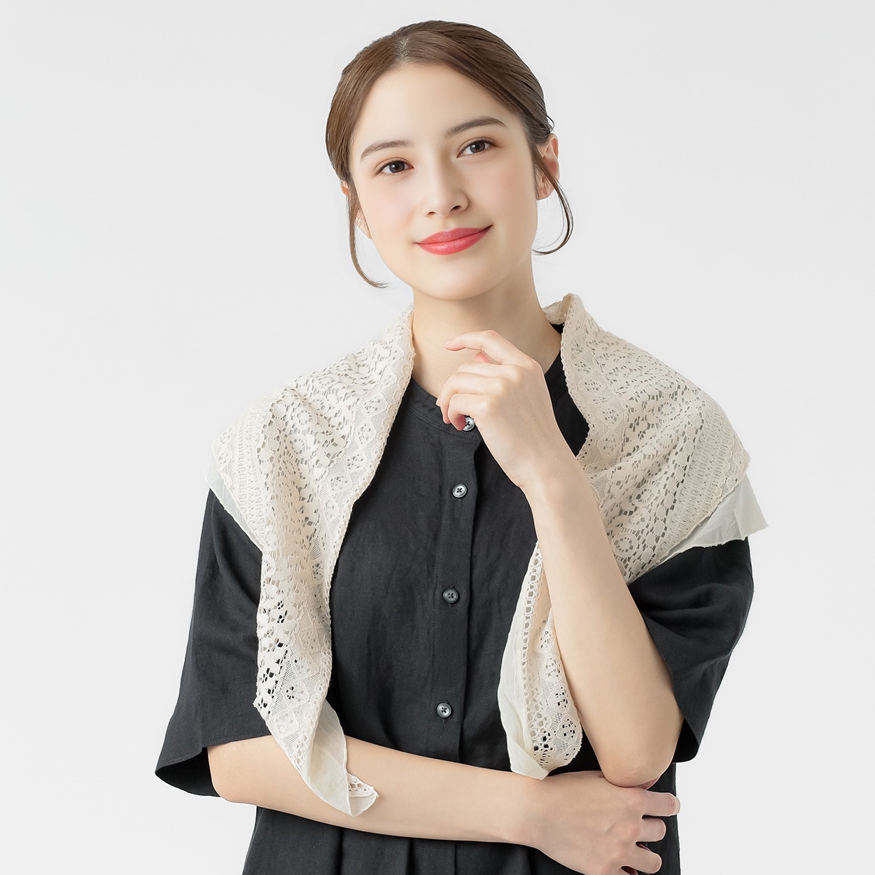 三角レースストール オーガニック綿入 レディス SELF+SERVICE(セルフ＋