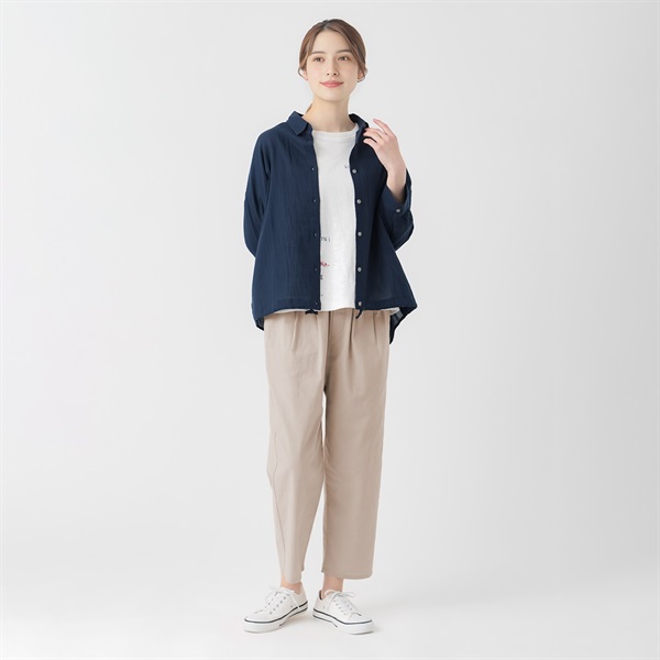 リネンライクテーパードパンツ オーガニック綿入 レディス SELF+ 