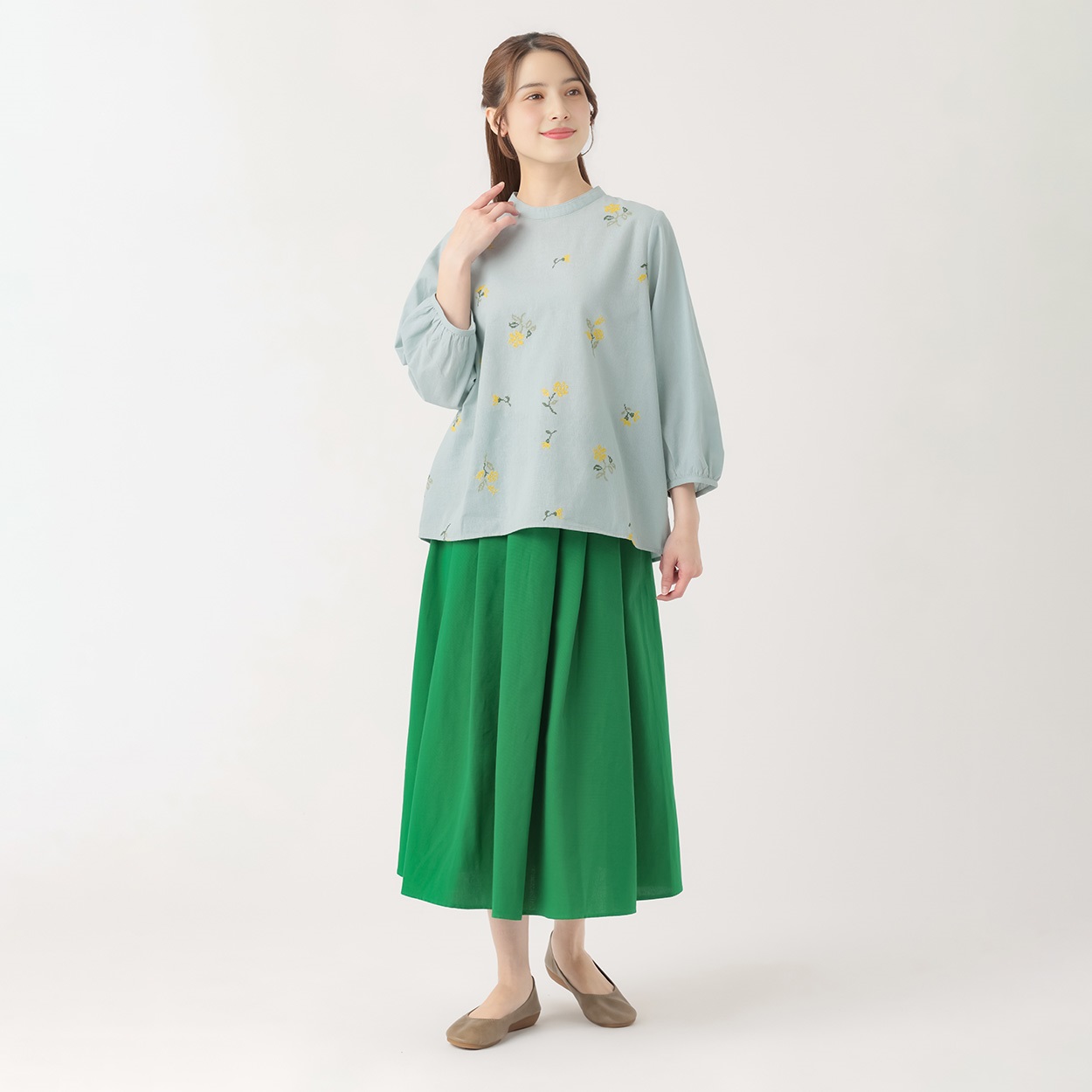 花柄刺繍ブラウス オーガニック綿入 レディス SELF+SERVICE(セルフ＋