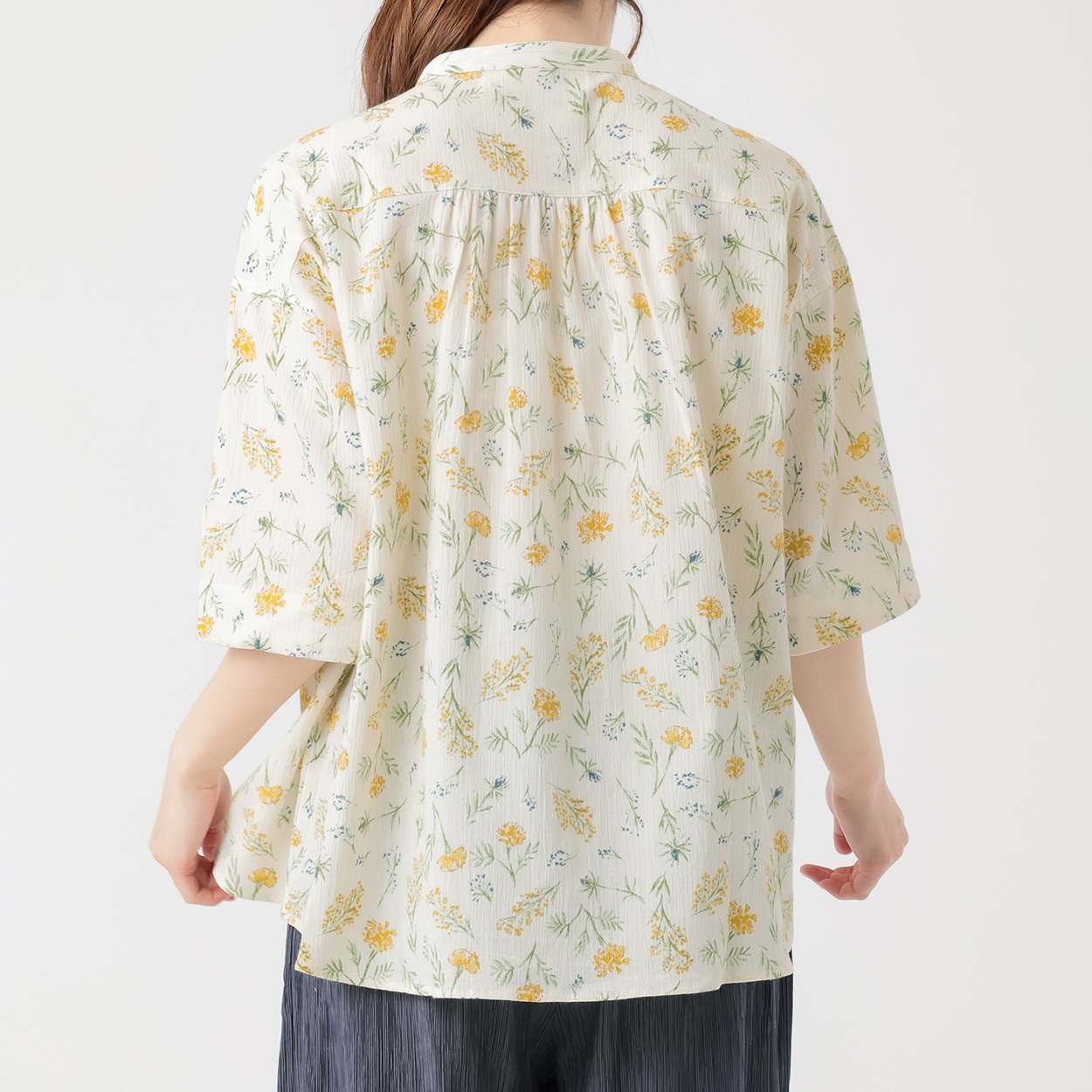 楊柳花柄シャツ オーガニック綿入 レディス SELF+SERVICE(セルフ＋