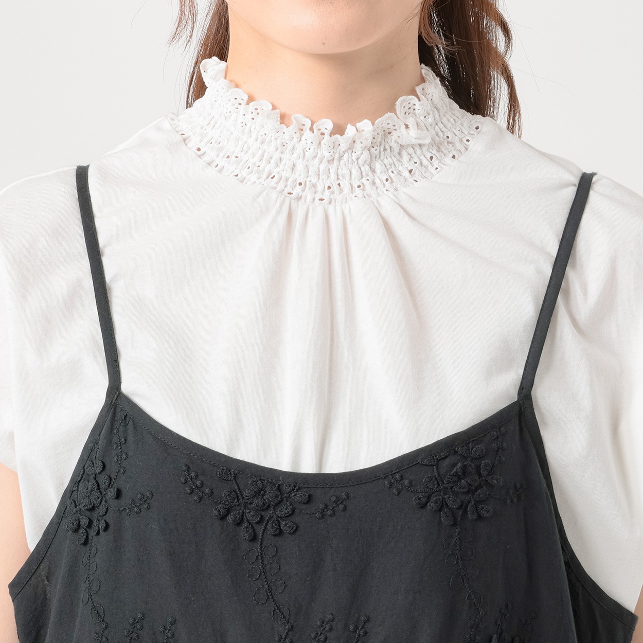 EXPAND オーガニック綿入3D刺繍キャミワンピース レディス SELF+