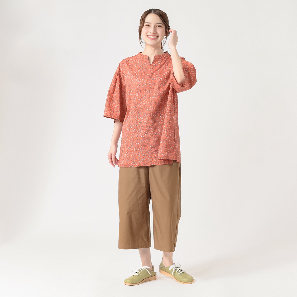 OHGA チュニック スロッフィ袖タックチュニック オーガニック綿入 レディス SELF+