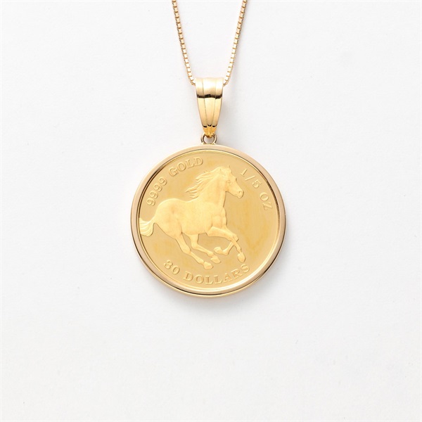 エリザベス女王 1オンス 2枚セット 新品」純金 K24 ホース 馬 コイン 1/2oz K18 枠 ペンダント エリザベス