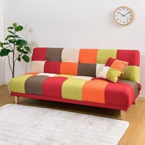 3人掛け パッチワーク リクライニングソファベッド | イオンスタイル