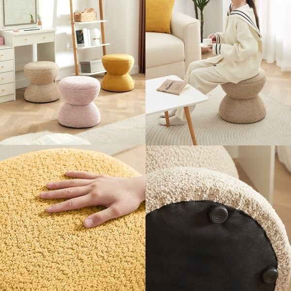 Ayamiayami さん専用円形スツール ベージュ グリーン　フランフラン Ayamiayami さん専用円形スツール ベージュ グリーン フラン