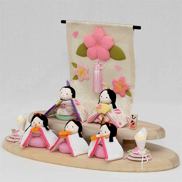 福仙 ぽてりひな5人(麻の葉)木製台飾りセット 4533576018903 ひな人形
