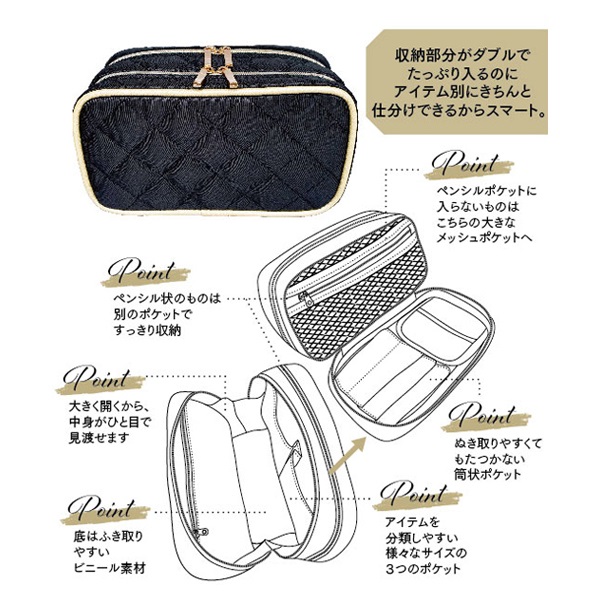 【а】コスメ、雑貨 ダブルファスナーポーチ 1個 粧美堂 SHOBIDO 粧美堂 | イオン