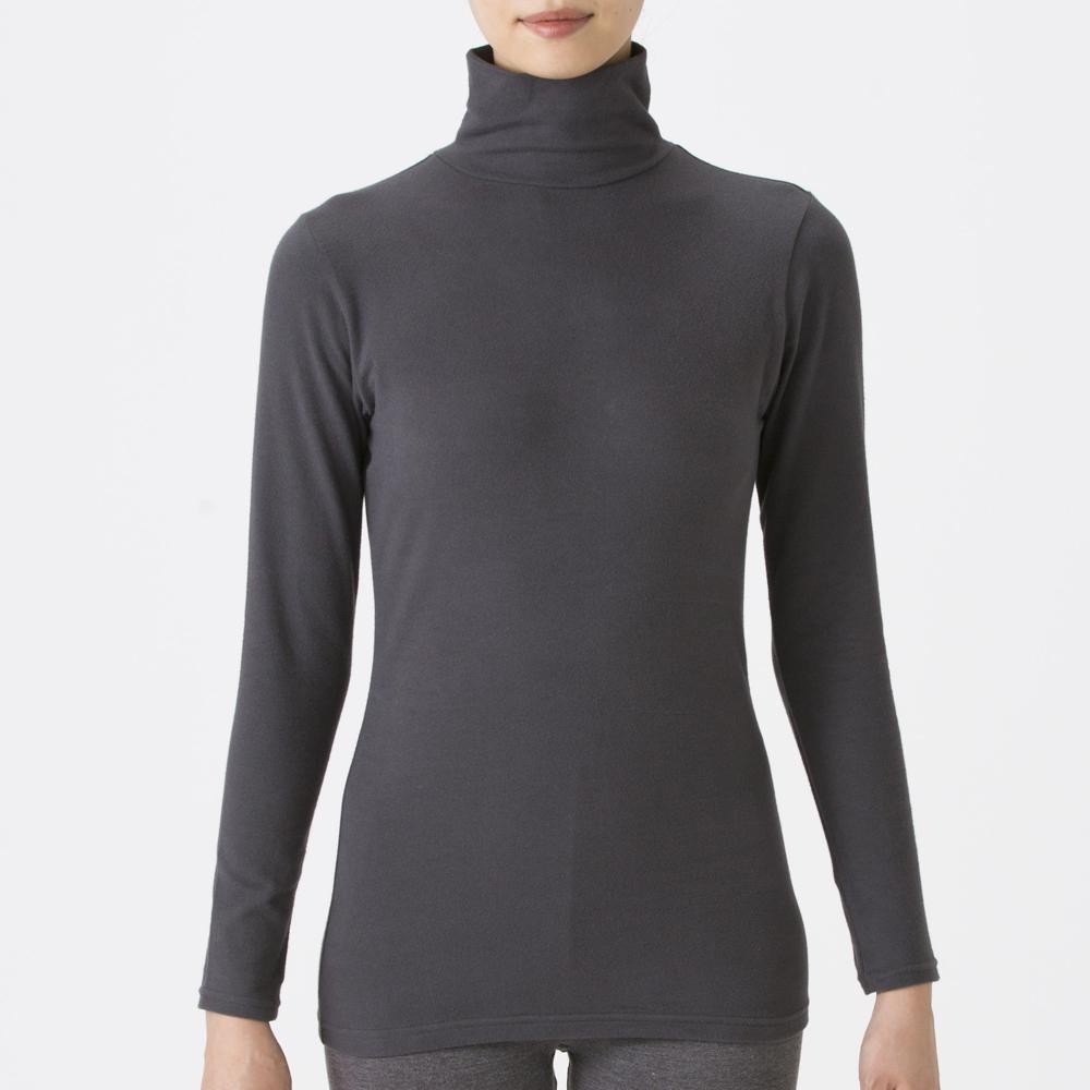 極ふわっと綿 綿混ストレッチ 長袖タートルネック レディス トップ 