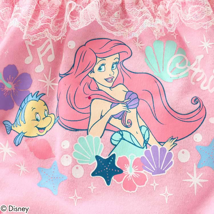 Disneyアリエル】総柄ワンピース(100cm ラベンダー): キッズ