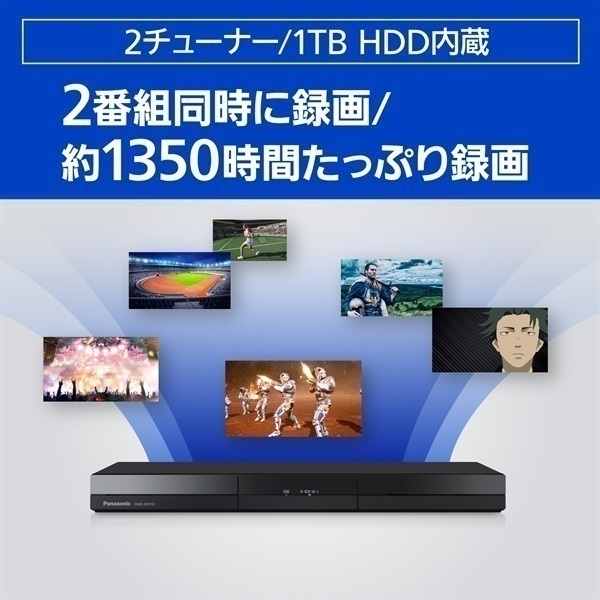 未使用保証Panasonic DMR-2W102 2番組 ブルーレイレコーダー AQUOS パナソニック ブルーレイディスクレコーダー 1TB DMR