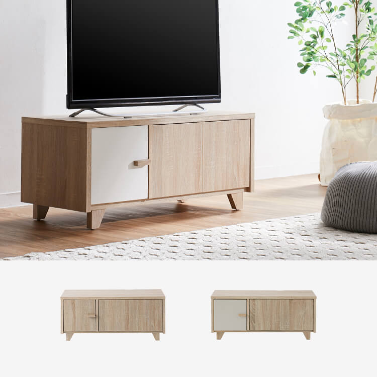 【美品】LOWYA ロウヤ テレビ台 完成品】ローテレビ台 49型対応で切り離し可能(シャビー