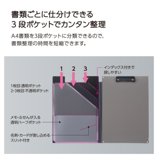 書類すっきりクリップホルダー ブラック A4 | イオンスタイル