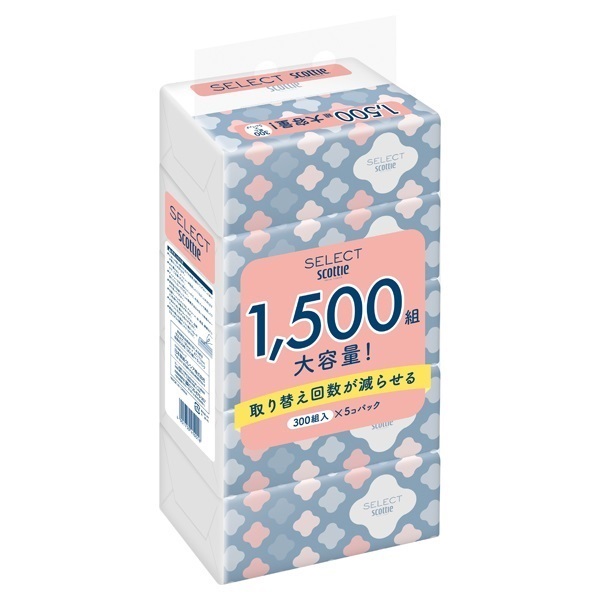スコッティ セレクトソフトパックティッシュ 300組×5個 scottie 日本