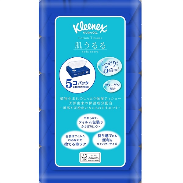 クリネックス ティシュー ローション 肌うるる ソフトパック 120組5個