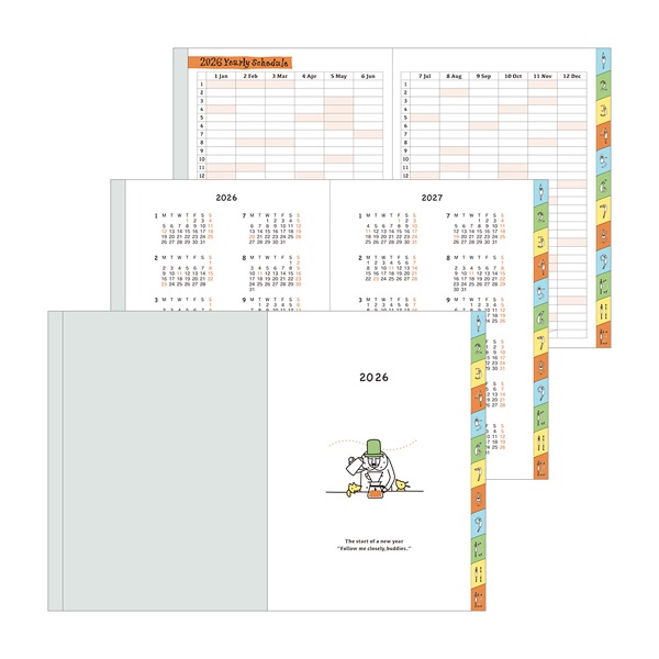 2026年1月始まり】 ポケットダイアリー<A6> 週間ブロック オジサン柄