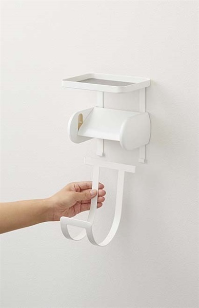 山崎実業 トイレットペーパーホルダー上ラック 2段 プレート ホワイト