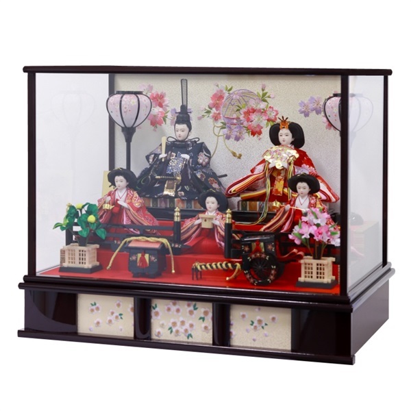 寿慶 五人ケース飾り「まり桜」 4944358078273 ひな人形 雛人形