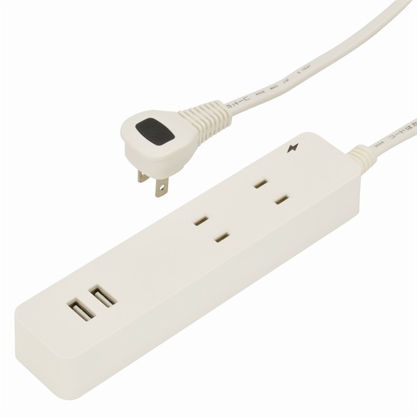オーム電機 USB2ポート付き雷ガードタップ 2個口 3m | イオンスタイル